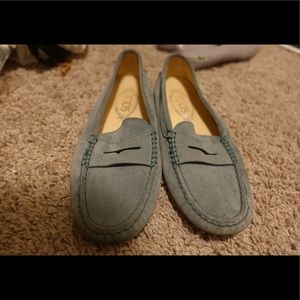 USED Tods Ocean Blue leather Loafers size 36